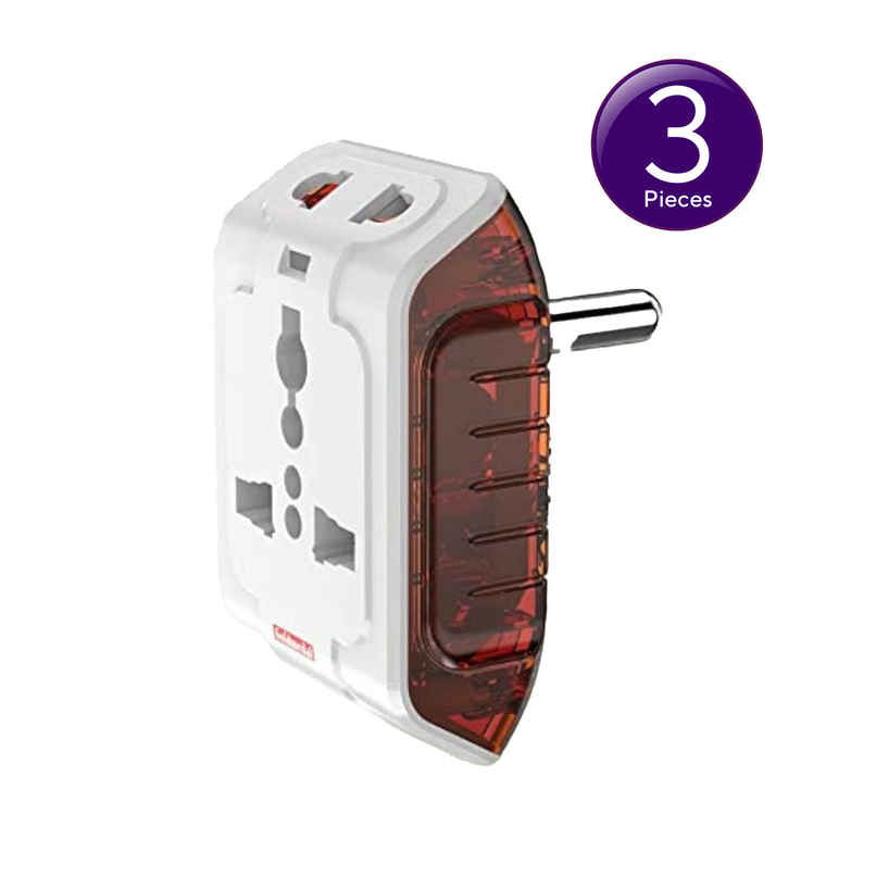 Gold Medal Spice 3 Pin 240V Multi Plug Socket | Universal Travel Adaptor with LED Indicator | Supports 2-Pin&3-Pin Plugs | Multiplug for Home&Office Appliances Combo 