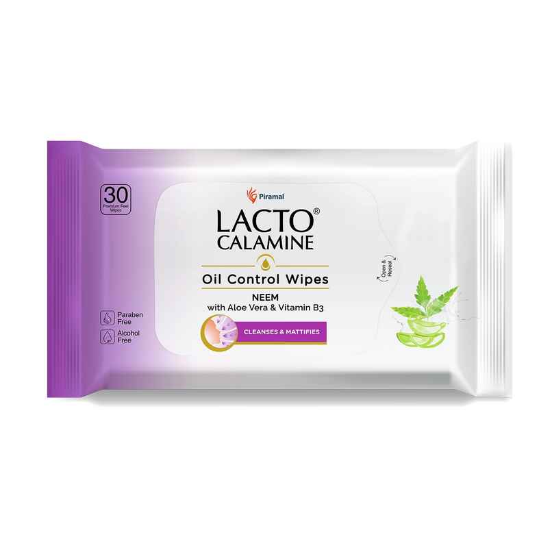 Lacto Calamine Oil Control Wipes With Neem Vitamin B3 | 30 Pulls Per Pacl