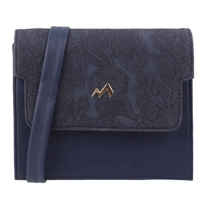 Metro Blue Suede Sling Bag for Women | 66-7738-45