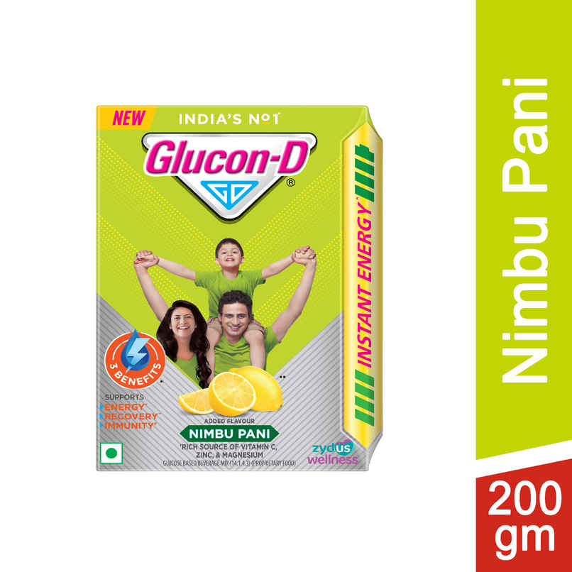 Glucon-D Nimbu Pani with 3 Benefits of Energy, Recovery, and Immunity