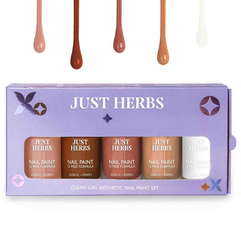 Just Herbs Clean Girl Aesthetic Nail Paint Kit | Complete Set