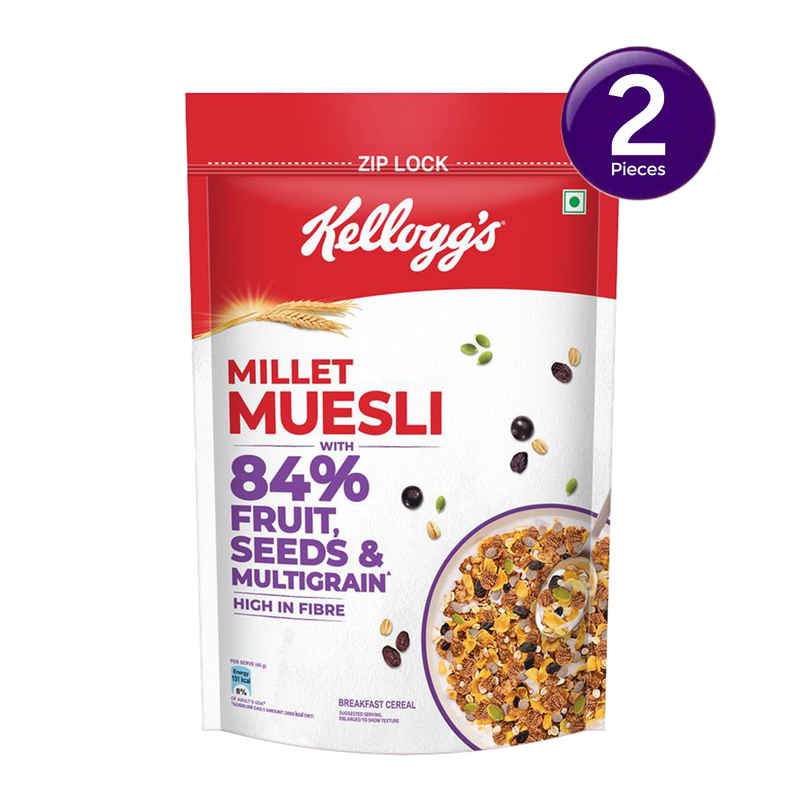 Kellogg's Millet Muesli with 84% Fruit, Seed and Multigrain|Power Breakfast|No Maida No Palm Oil
