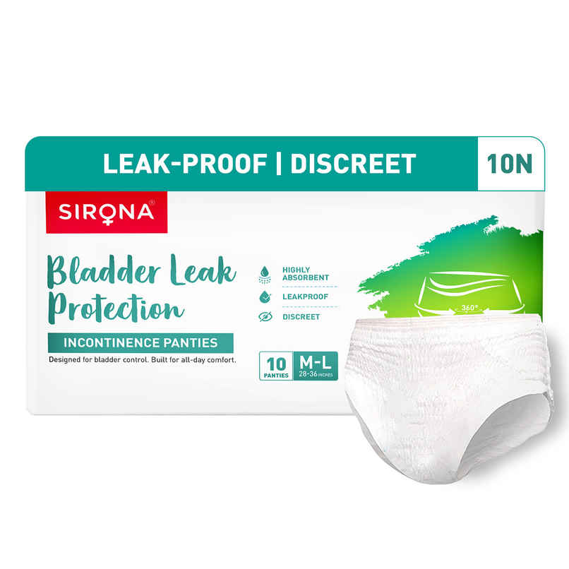Sirona Incontinence Panties for Women | M-L (28-36 Inches) | Leak-proof & Discreet | Hypoallergenic