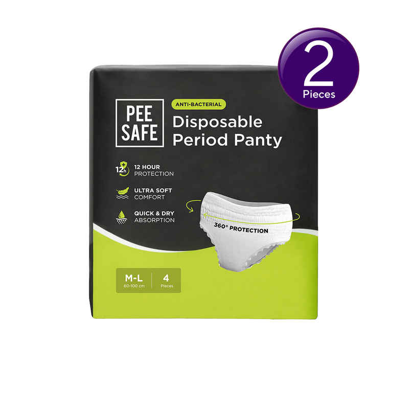 Pee Safe Disposable Leak-Proof Period Panty|Seamless & Comfortable for Day & Night Protection (M-L) Combo