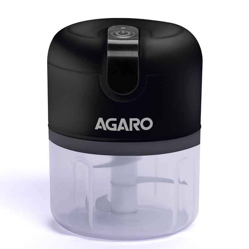 AGARO Elite Rechargeable Mini Electric Chopper, 250 Ml, Stainless Steel Blades, One Touch Operation,for Mincing Garlic,Ginger, Onion,Vegetable,Meat,Nuts - Black