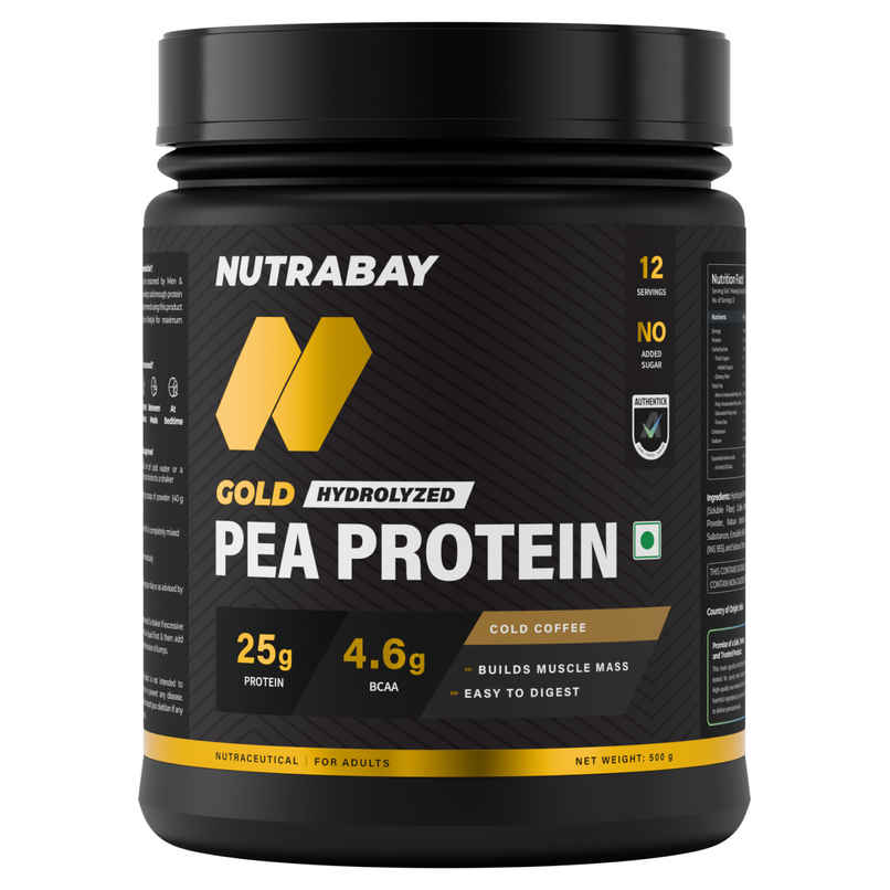 Nutrabay Gold Pea Protein Powder | 25g Pea Protein, 4.6g BCAA | Cold Coffee