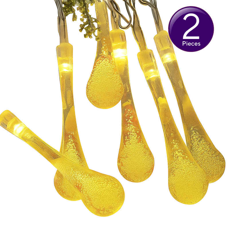 Quace Crystal Rain Drop Warm White String Light Combo