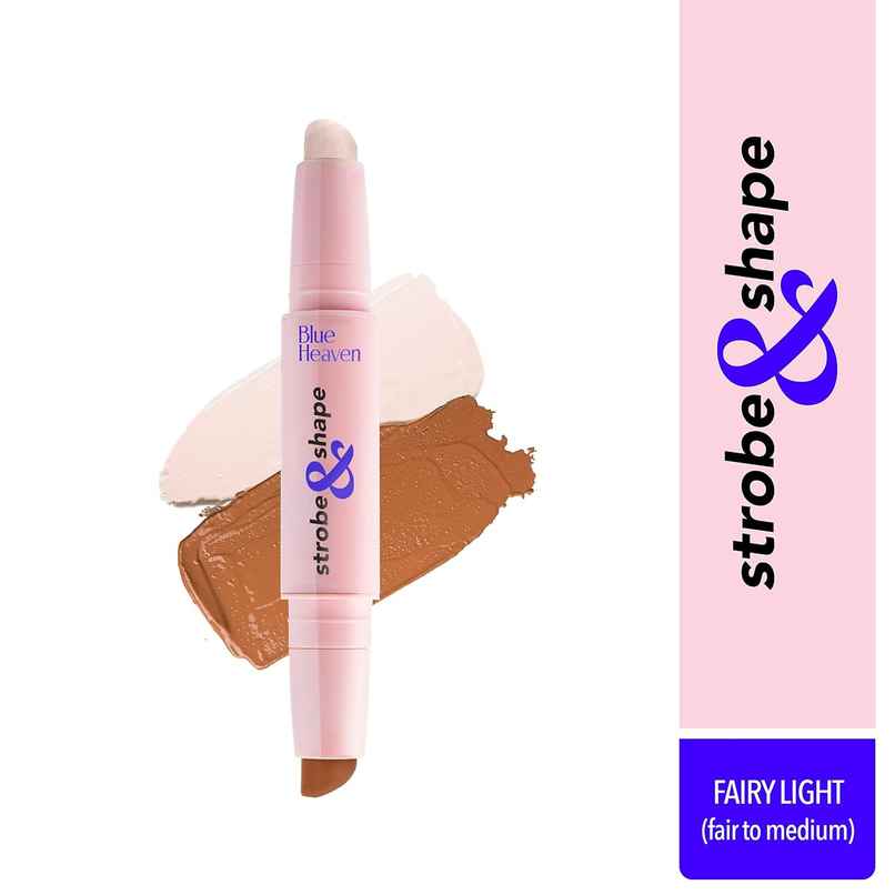 Blue Heaven Strobe & Shape Highlighter And Contour Duo Stick | Fairy Light | Fair To Medium