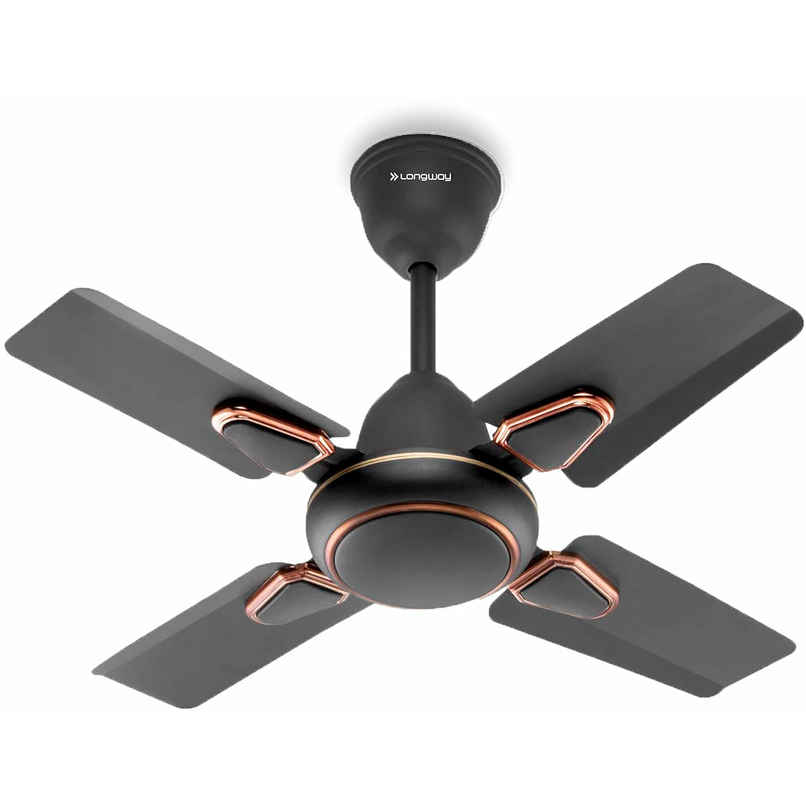 Longway Kiger P1 Ceiling Fan, 600mm/24 inch, Ultra High Speed, 4 Blade Anti-Dust Decorative Star Rated - Smoked Brown