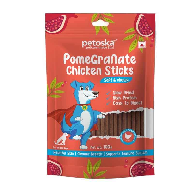 Petoska Dog Treats Pomegranate Chicken Sticks