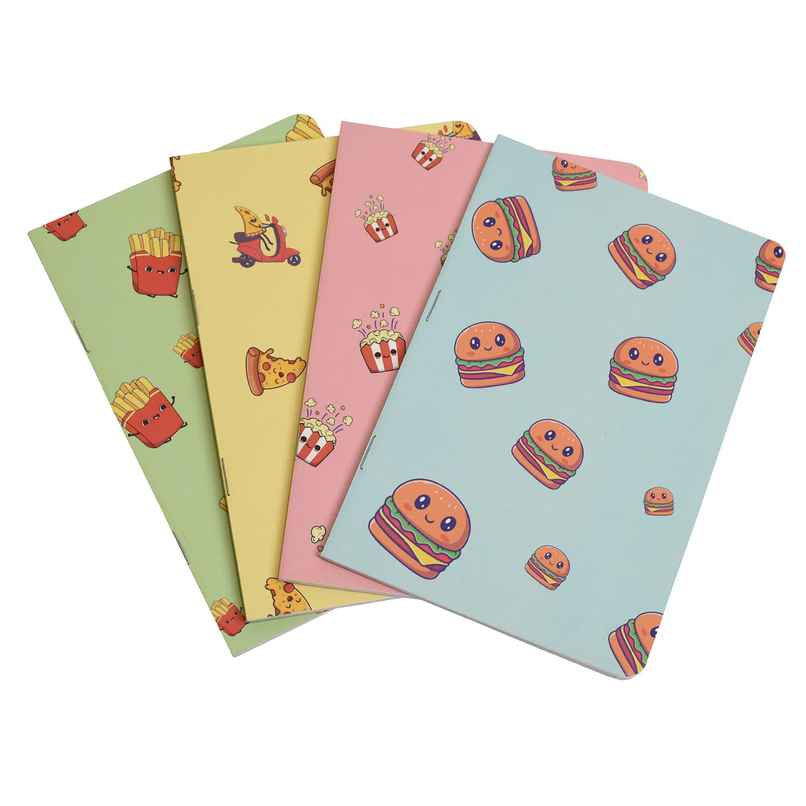 Papboo A5 Unruled Set of 4 Notebooks | 80 Gsm | 40 Pages | 21 x 15 cm | Snacks