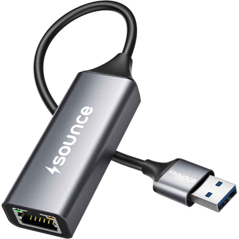 Sounce Usb 2.0 To Rj45 Ethernet Adapter, Usb To 10/100/1000 Gigabit Ethernet Lan Network Adapter, Black Sounce Usb 2.0 To Rj45 Ethernet Adapter, Usb To 10/100/1000 Gigabit Ethernet Lan Network Adapter, Black