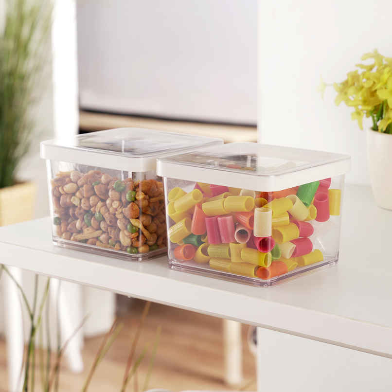 Nayasa Nicola Container Set | Airtight & BPA-Free | Clear - 550 ml x 2, 800 ml x 2, and 1050 ml x 2