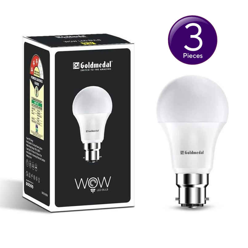 Gold Medal WOW 9W B22 Base LED Bulb For Home & Office | 230 Degree Light Coverage | 4kV Surge Protection | High Voltage Protection | Energy Efficient Combo