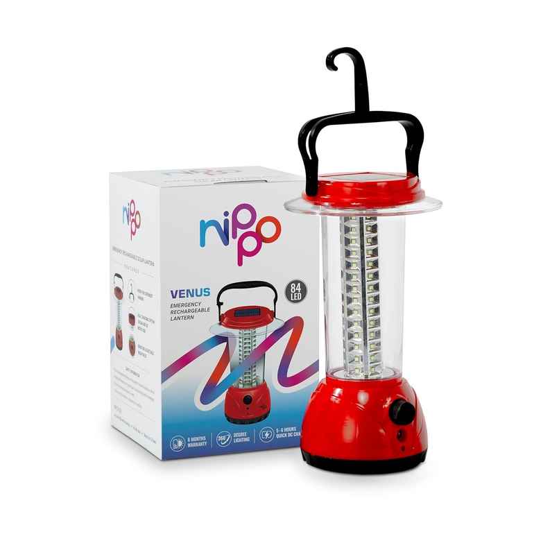 Nippo Venus Rechargeable Emergency Lantern,Dual Charging Modes with Solar & Lithium-ion Battery
