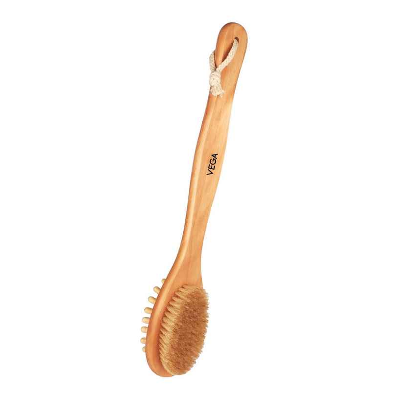 Vega Soft Bristle Bath Brush With Ergonomic Handle | Wood | Wooden