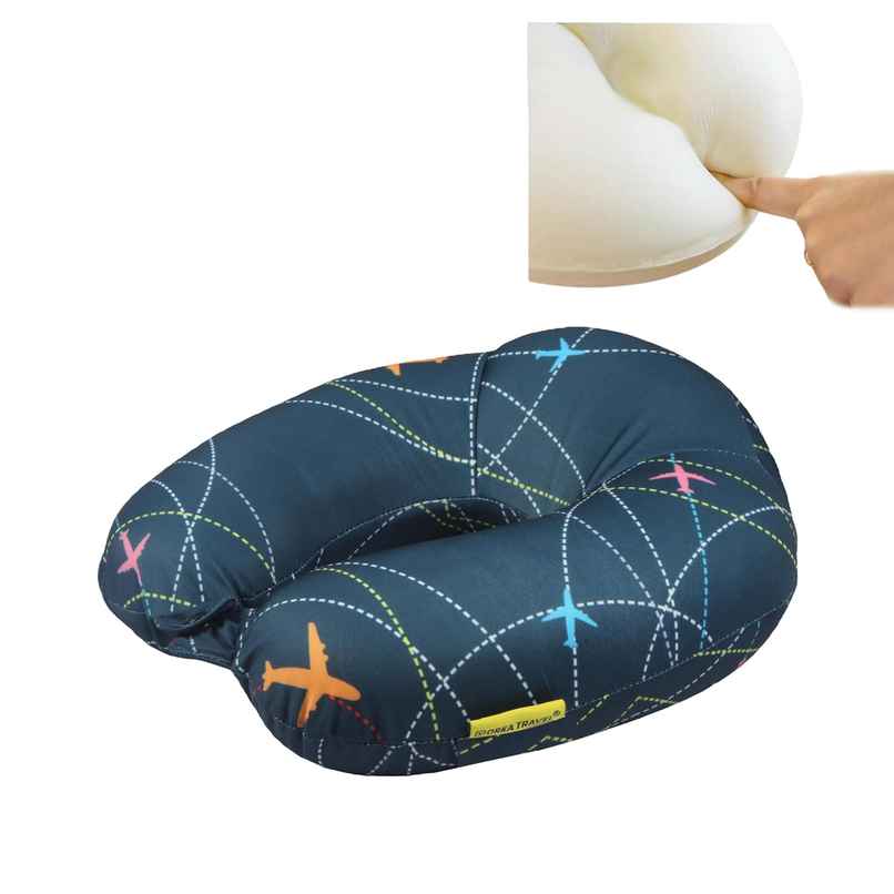 Orka Travel High Back Digital Printed Memory Foam U Neck Pillow| | Planes