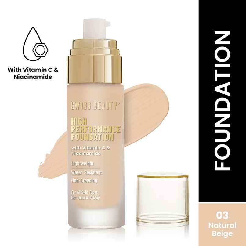 Swiss Beauty High Performance Foundation With Vitamin C & Niacinamide | 03 Natural Beige