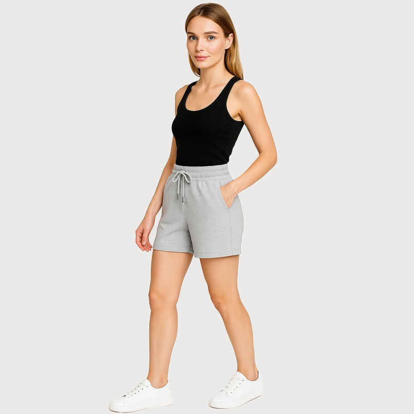 EQL Women's Pure Cotton Shorts | Light Grey Melange - L