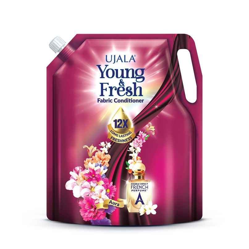 Ujala Young & Fresh Aura Fabric Conditioner Pouch with French Perfume for Machine and Bucket Wash