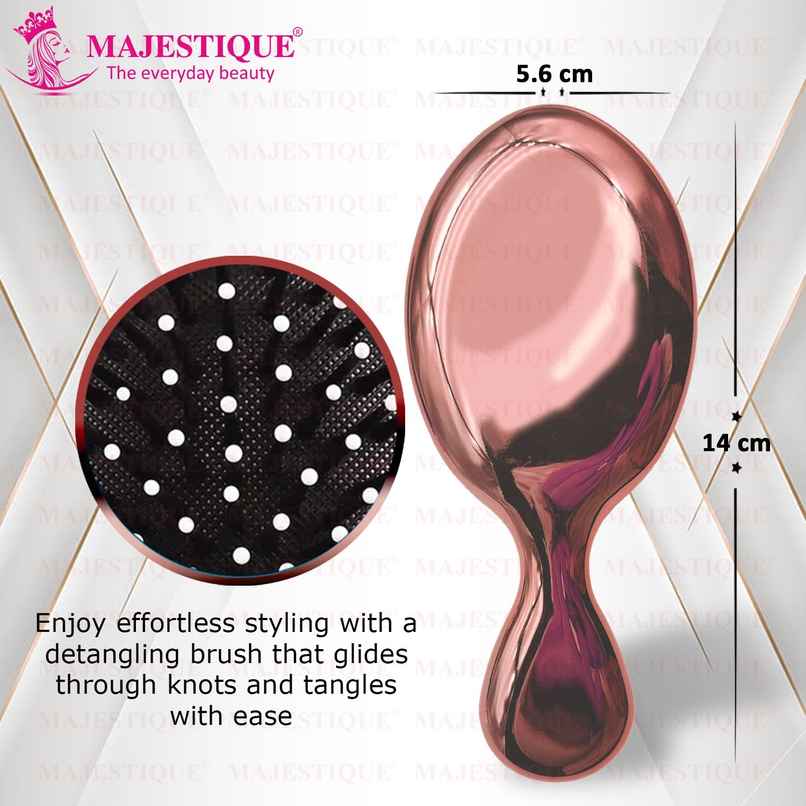 Majestique Mini Detangler Hair Brush - Massage Paddle for Adults & Kids | Color May Vary