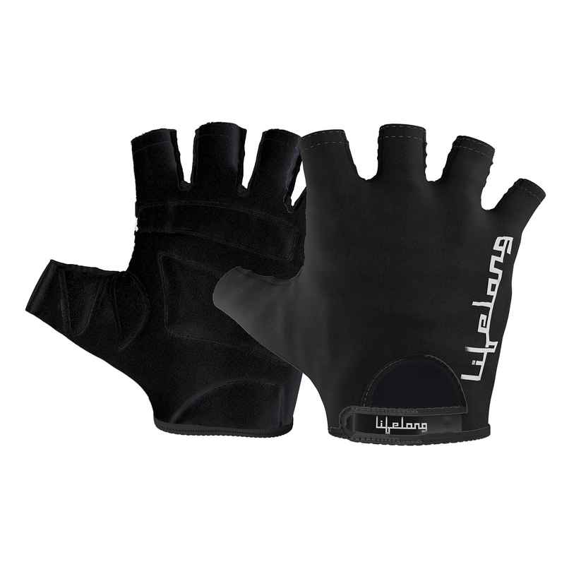 Lifelong Men's Exercise Suede Gym Gloves | Medium | Black