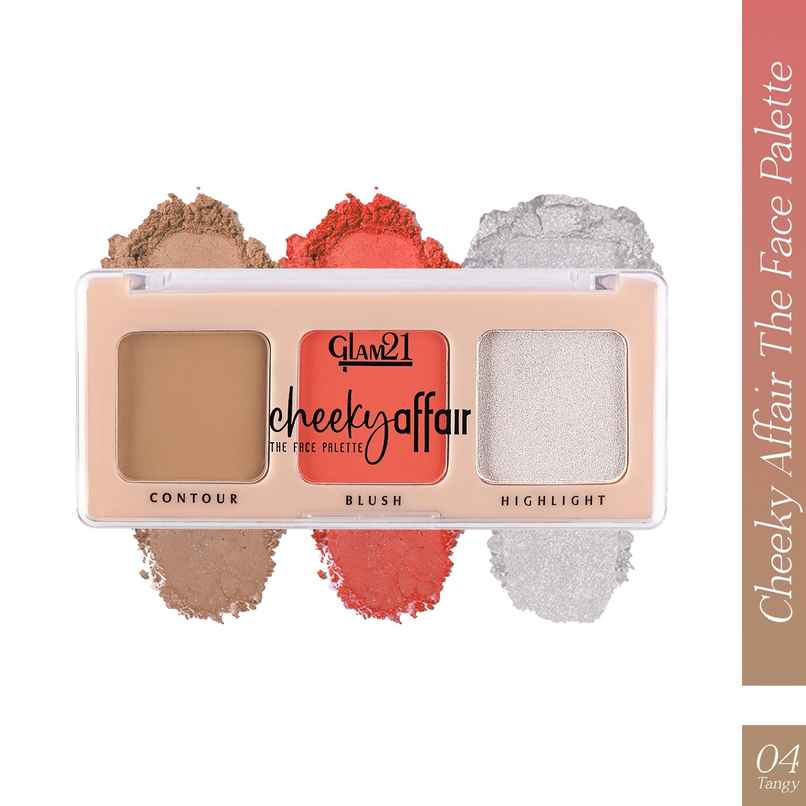 Glam21 Cheeky Affair the Face Palette | Palette 3 in 1 Contour, Blush & Highlight Palette-tangy