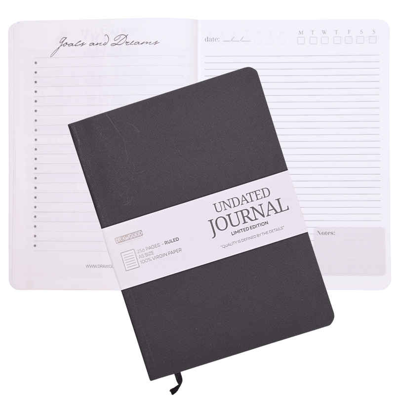 DRAWGUUD A5 Journal Notebook, Leatherite |Hardback,100 GSM 256 Pages Lined | Brown | 14.5 x 21.3 cm