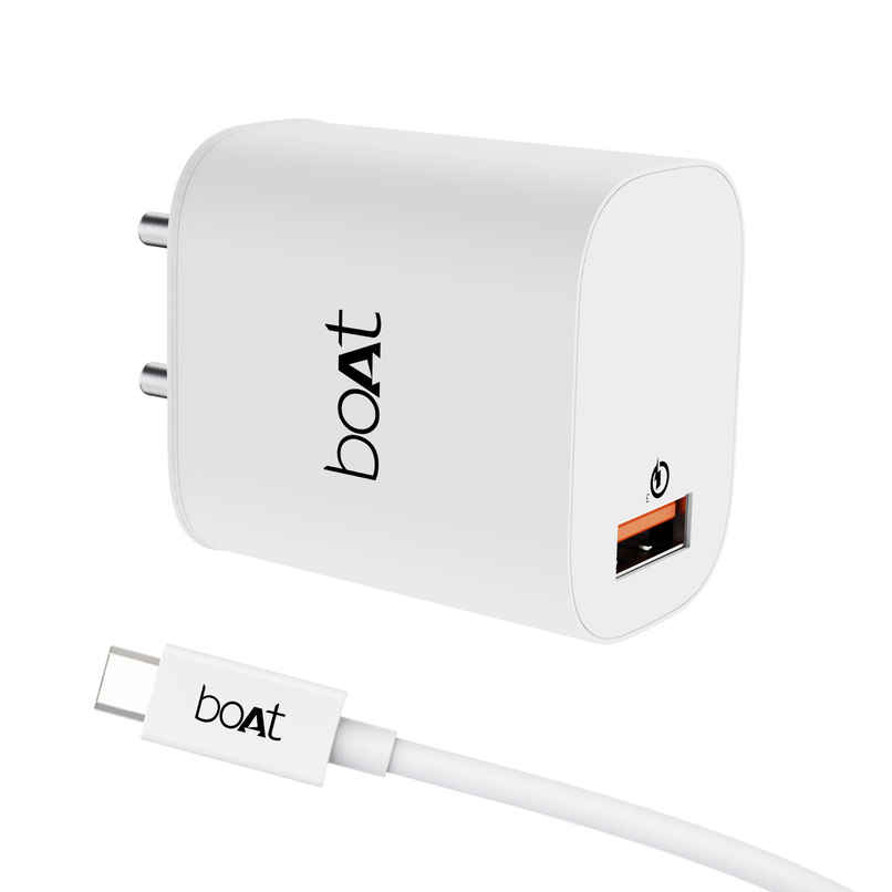 boAt 18W QC 3.0 with Fast Charge, Smart IC Protection, Auto Detection for Samsung, Xiaomi & Android Users with Type C to Type C Cable - White