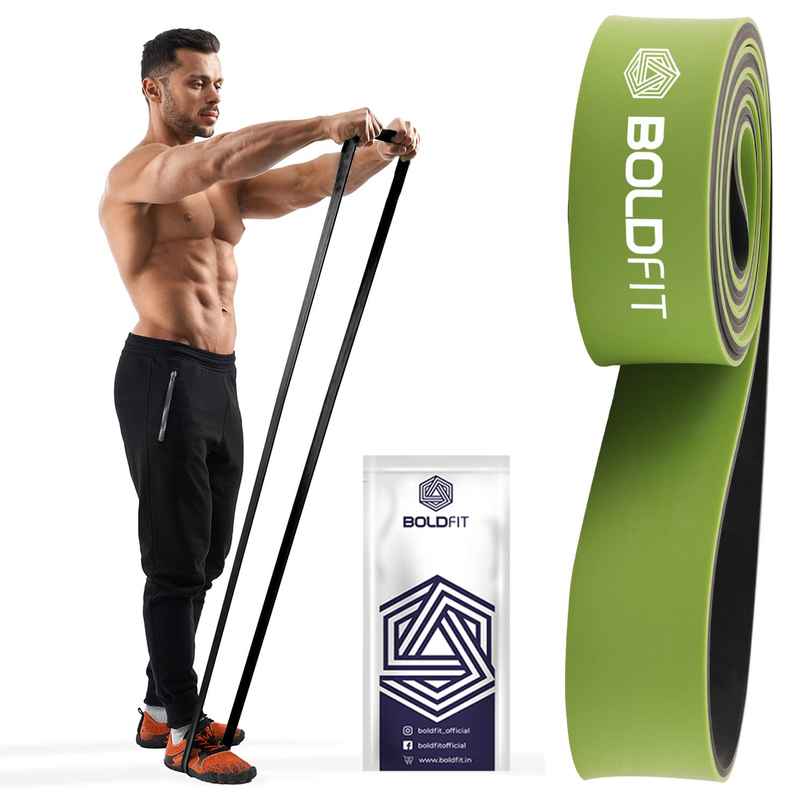 Boldfit Natural Rubber Resistance Premium Band| Dual Color Heavy Resistance Band Green |40-60 kg