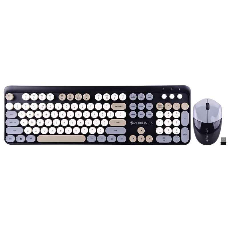 Zebronics Companion 301 2.4Ghz Wireless Keyboard & Mouse Combo With Uv Printed Style (Black + Grey)