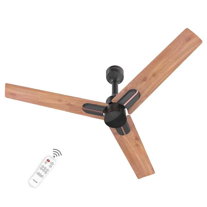 Polycab Wizzy Neo BLDC Ceiling fan,1200mm,5-Star,Remote Control,100% Copper,Natural Wood