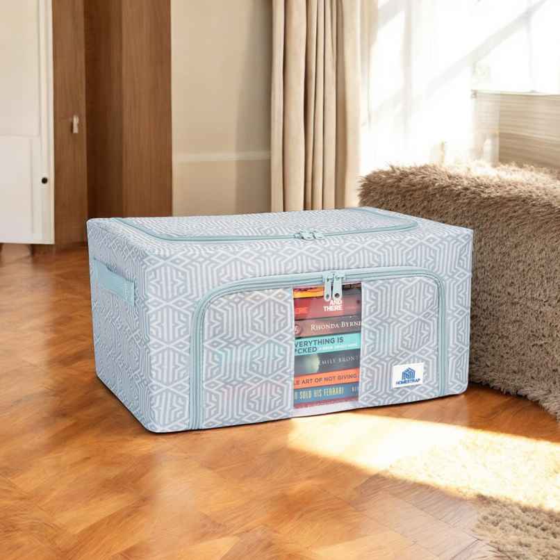 Homestrap Storage Box Organizer With Steel Frame, Zipper & Handles | 22 L