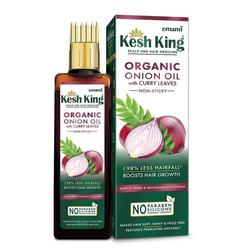 Kesh King Organic Onion Oil With Curry Leaves Up To 98% Less Hairfall