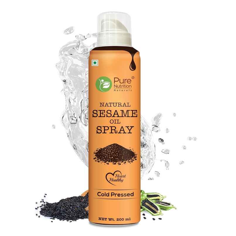 Pure Nutrition Black Sesame (Til-Gingelly) Cold Pressed Oil Spray | Cook Healthy With 10X Less Oil | Rich In Antioxidants