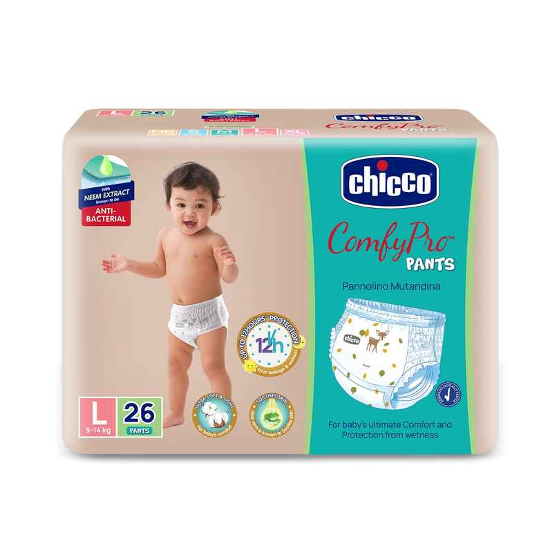 Chicco ComfyPro Premium Baby Diapers | Pant Style | L | 26 Pcs