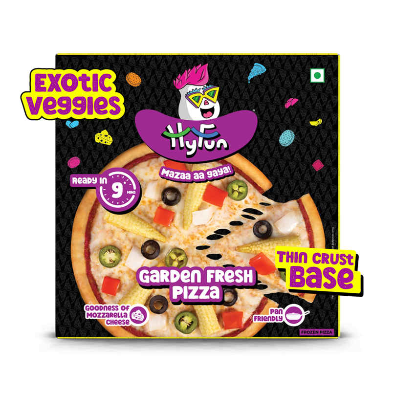 HyFun Garden Fresh Pizza | Thin Crust Base, Cheesy Snack | Frozen