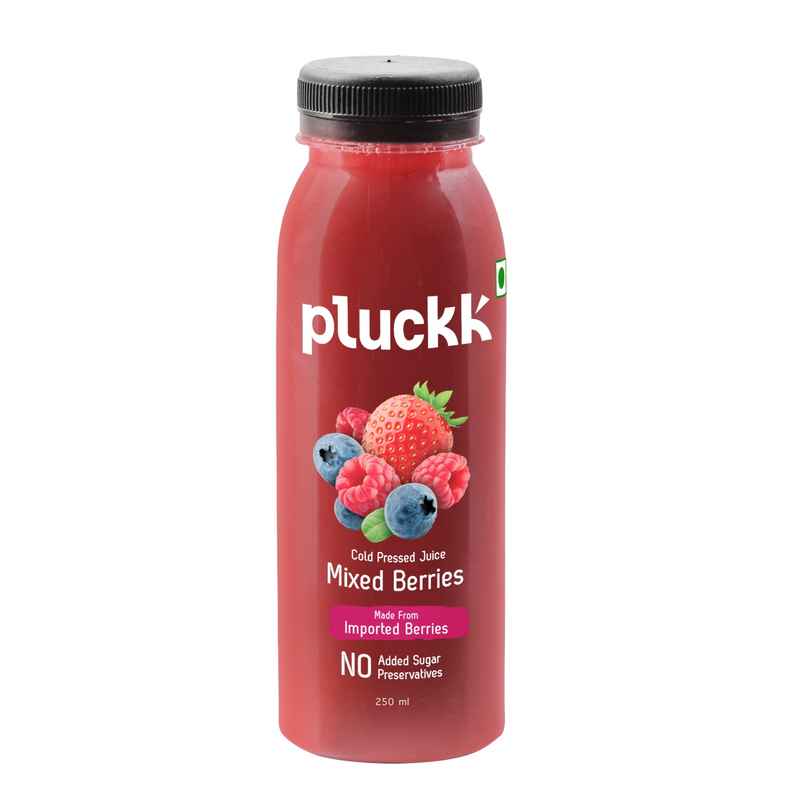 Pluckk Cold-Pressed Mixed Berries Juice | No Sugar, No Preservatives | Antioxidant-Rich