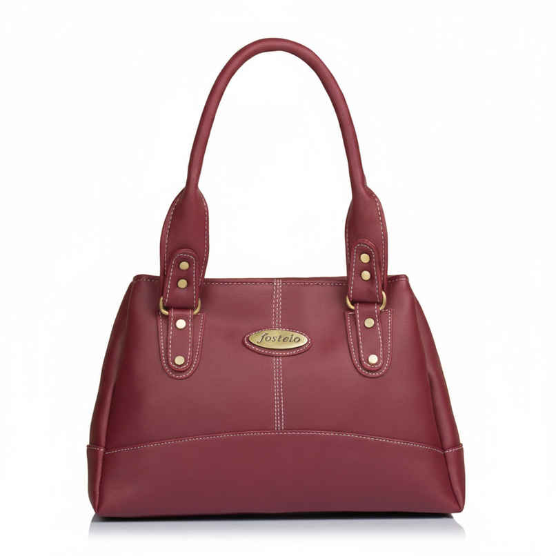 Fostelo Women's Vegan Leather Catlin Handbags Shoulder Hobo Bag Ladies Purse | Maroon | Large