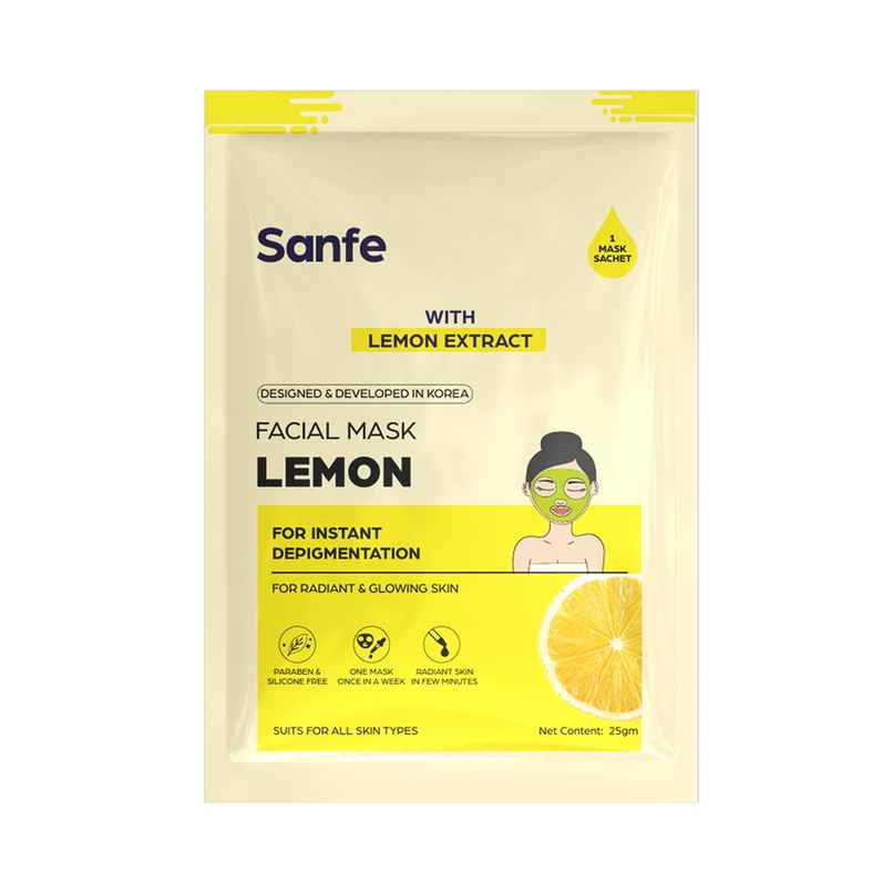 Sanfe Instant Depigmentation Lemon Facial Mask 100% Fruit Extracts, Korean Mask