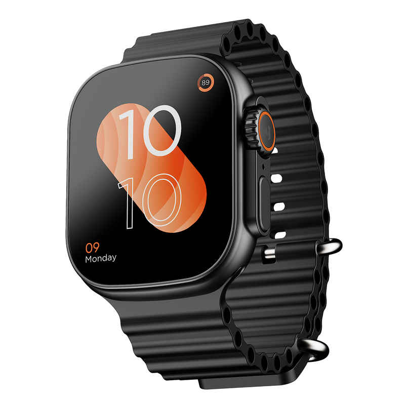 boAt Wave Aura Smartwatch | 1.96" HD Display, 100+ Sports Modes, Functional Crown, BT Calling - Active Black