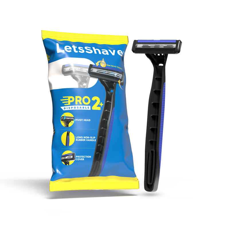 LetsShave Pro 2 Plus Disposable Razor for Men Twin Blade Shaving Razor with Lubra Strip