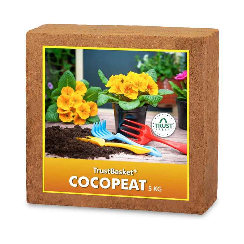 TrustBasket Cocopeat Block - Expands to 75 L | Organic Growing Medium for Plants & Planters