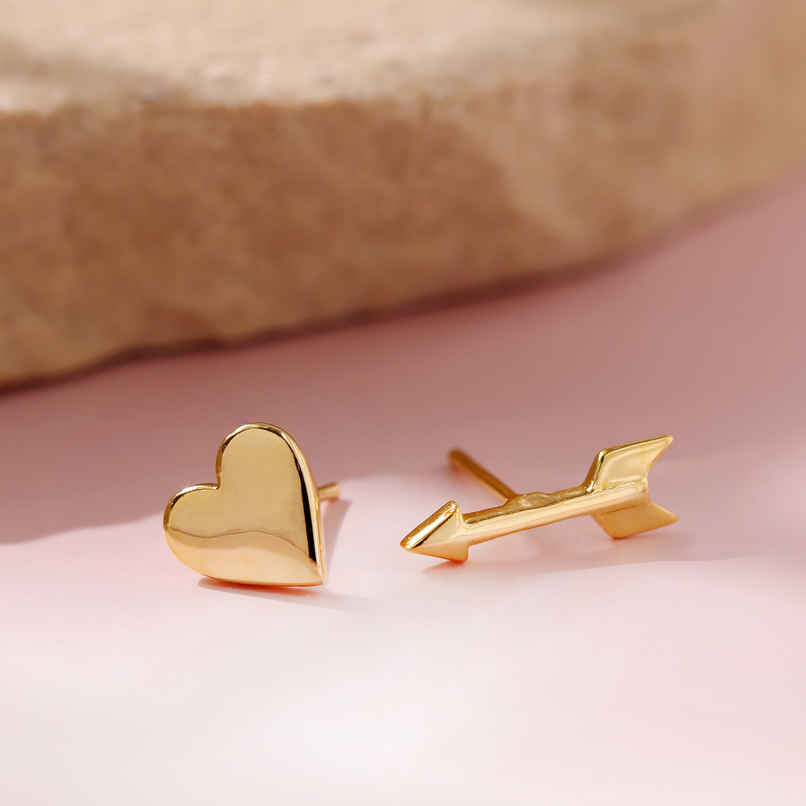 Voylla Valentines Day Heart and Arrow Cupid Mismatched Earrings