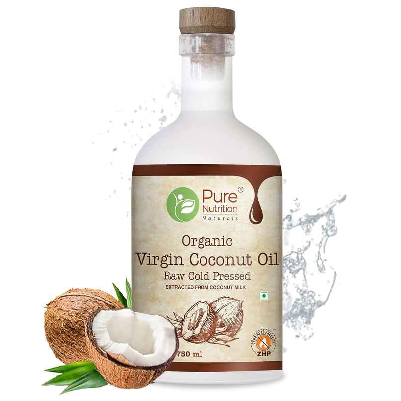 Pure Nutrition Organic Virgin Coconut Cold Pressed Oil Glass Bottle | Nourishes Skin And Hair Pure Nutrition Organic Virgin Coconut Cold Pressed Oil Glass Bottle | Nourishes Skin And Hair