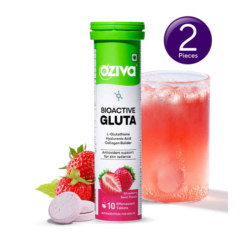 Oziva Bioactive Glutathione Tablets Strawberry Swirl Combo