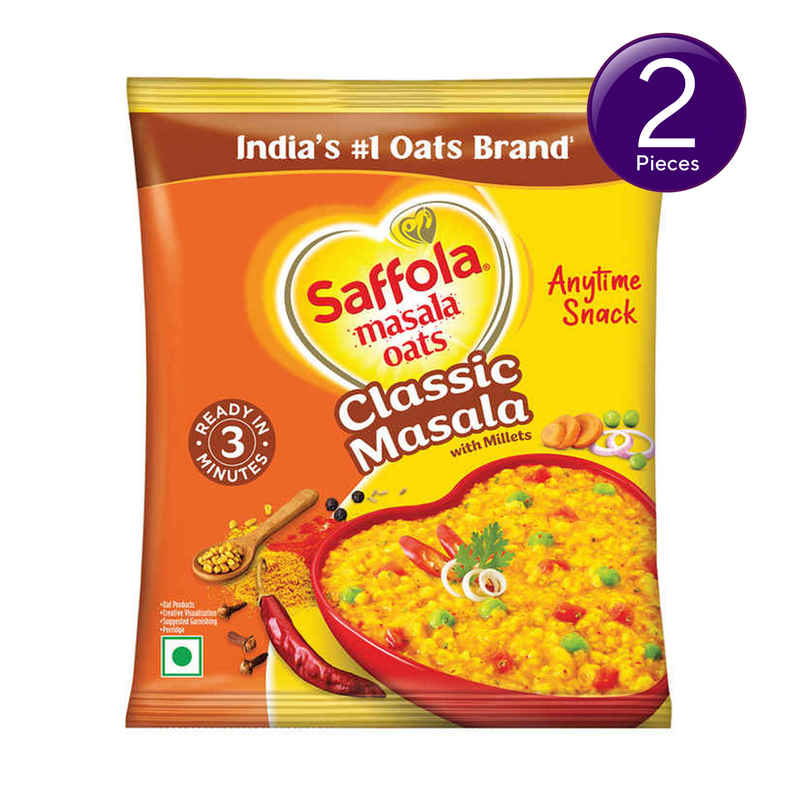 Saffola Masala Oats |Classic Masala | Anytime Snack | Ready in 3 mins | Millets Goodness Combo