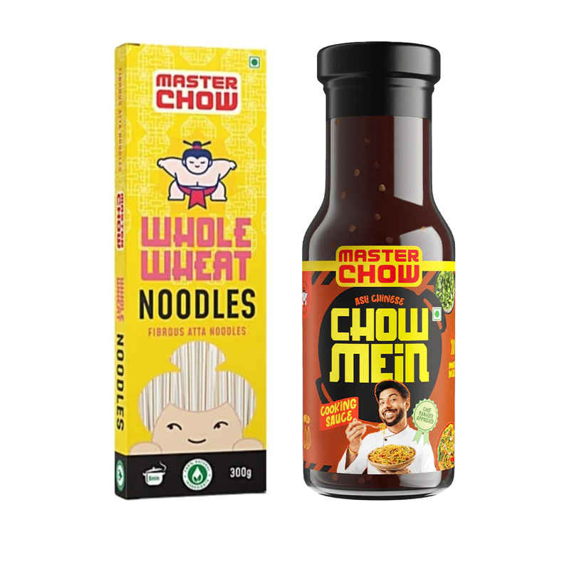 Masterchow Healthy Whole Wheat Noodles (300g) & Masterchow Chowmein Cooking Sauce (220g) Combo