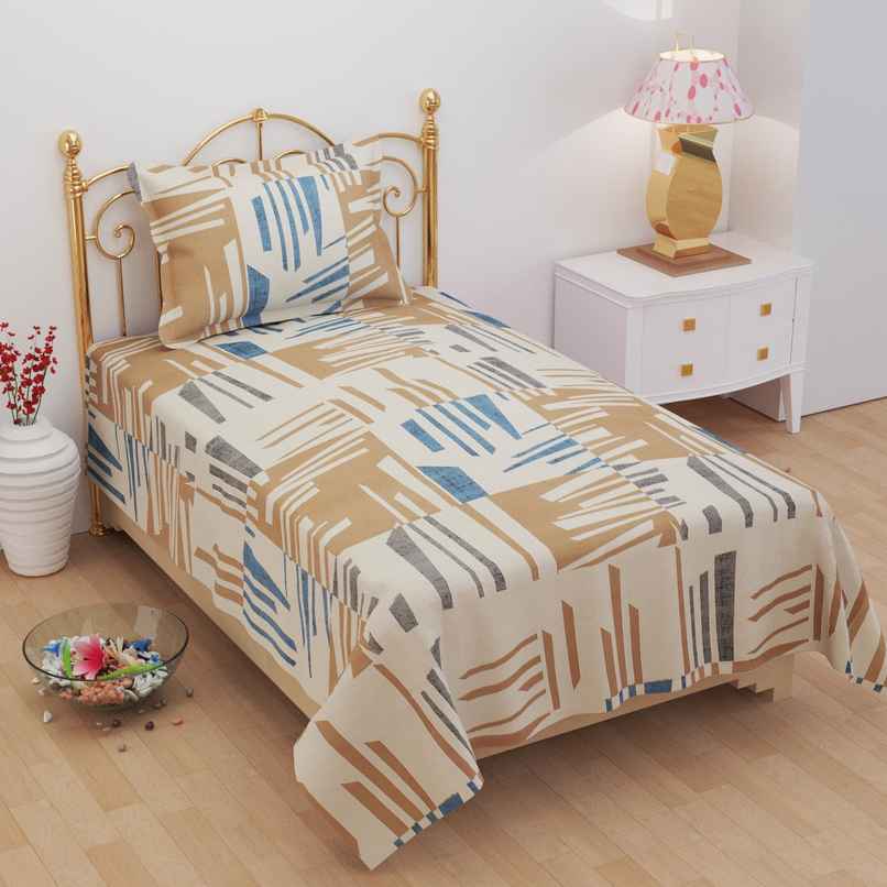 Furnofy 120 Gsm Single Bedsheet With 1 Pillow Cover (60x90 Inches - White)