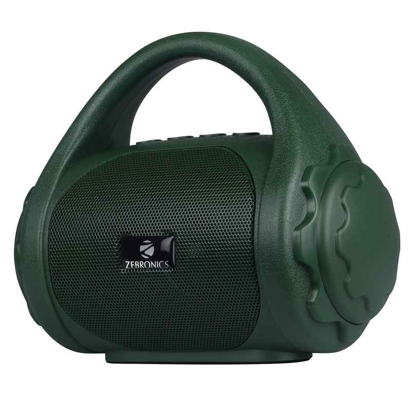 Zebronics County 3W BT Speaker with Carry Handle, USB, SD Card, AUX, FM & Call Function - Green